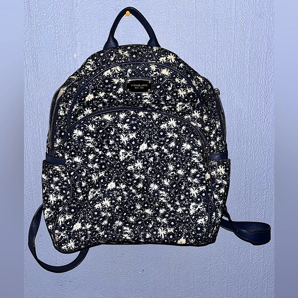 Michael Kors Navy and White Daisy Print Backpack
